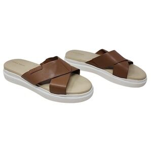 Cole Haan Slide Sandals 8.5 B Womens Brown Leather Grand 360 Criss Cross W23910